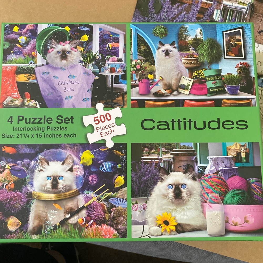 4 - 500 piece puzzle set of Cattitudes